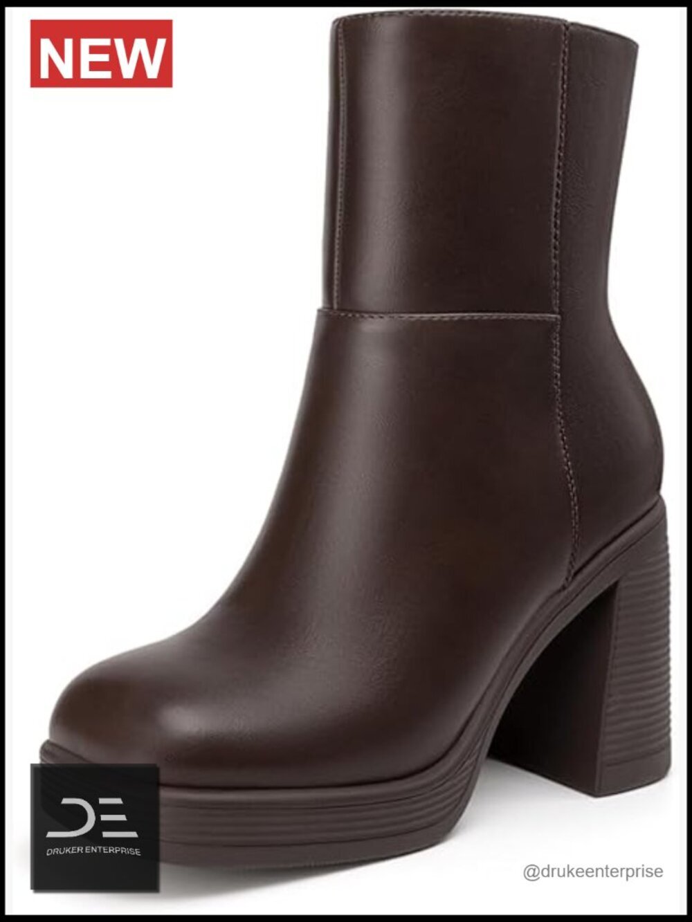 Platform Ankle Boots High Chunky Block Heel Square Toe Fashion Dress Booties
